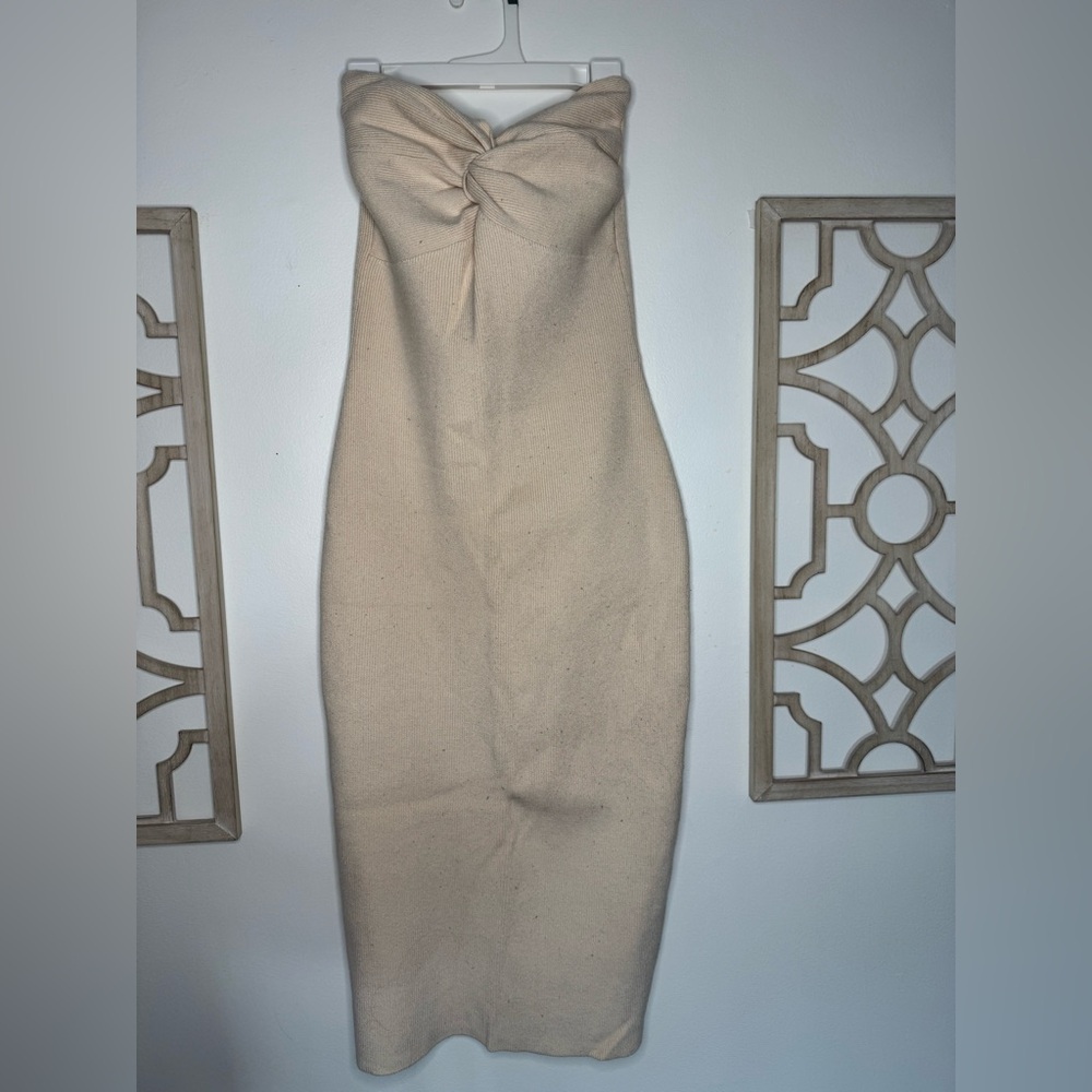 Elegant Cream Knot-Front Dress